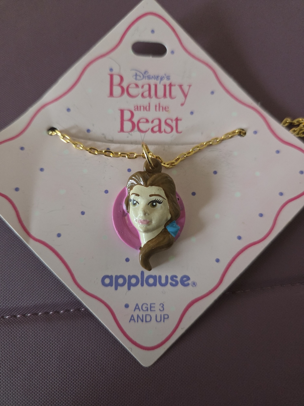 Disney Belle Face Pendant Necklace - Pink & Gold